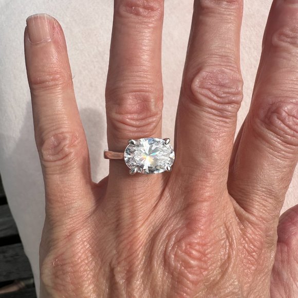 5 Carat Cubic Zirconia Oval Solitaire Engagement Ring - Picture 12 of 17